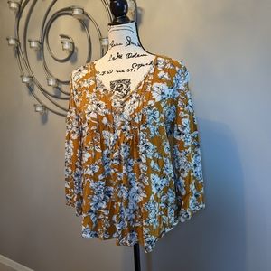 fun 2 fun mustard print blouse